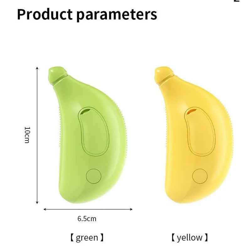 Green rechargeable cat steam brush with massage function and paw-shaped teeth