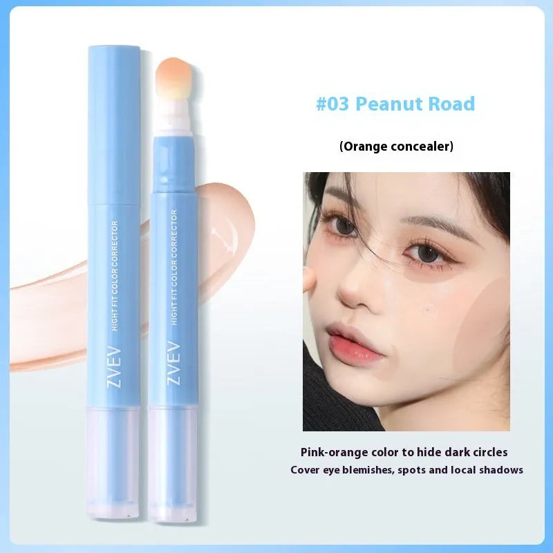 Concealer pen with sponge brush head applicator in brightening skin, pink flesh, and flesh colour shades.