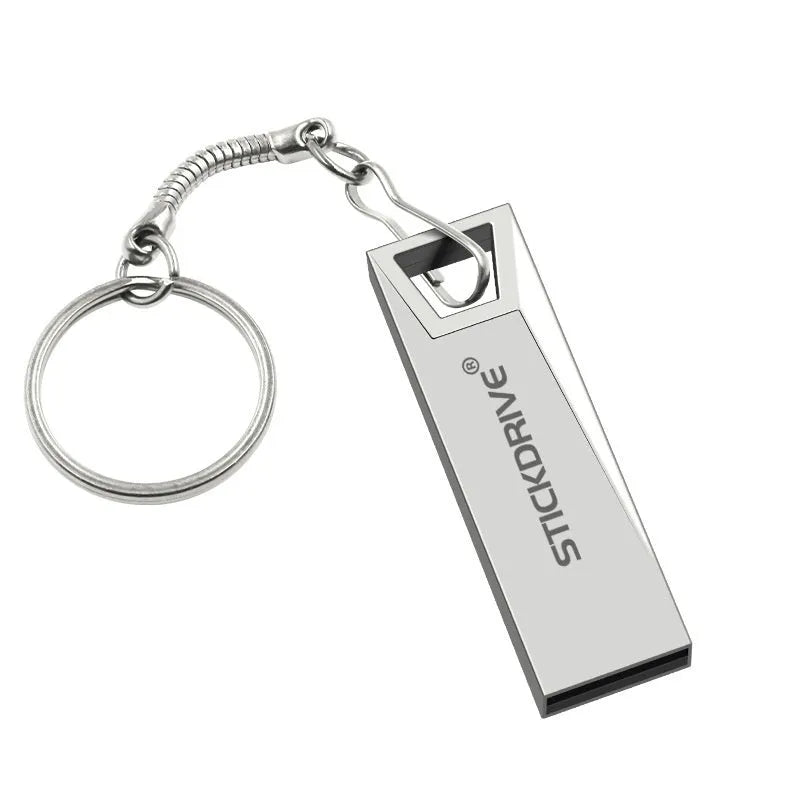 Metal USB flash drive on necklace chain in black or silver with capacity options to 128GB