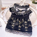Golden gothic princess-style dress for a small dog or cat on a mannequin.