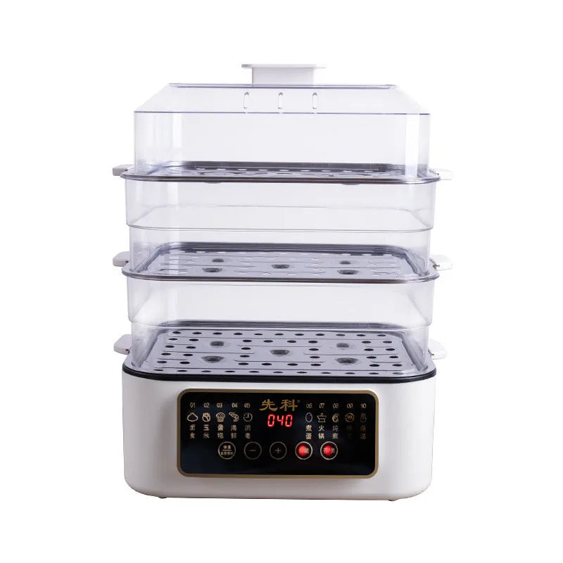 28L electric steamer with stainless steel steaming rack and PP inner liner