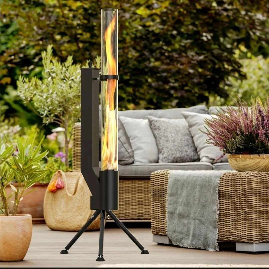Vertical iron wood burning rocket furnace heating stove for courtyard outdoor heating