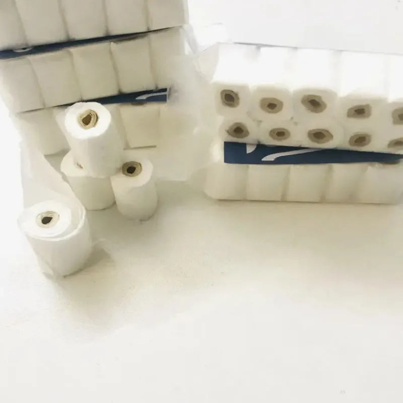Miniature paper model of a toilet tissue roll for children's pretend play toys.