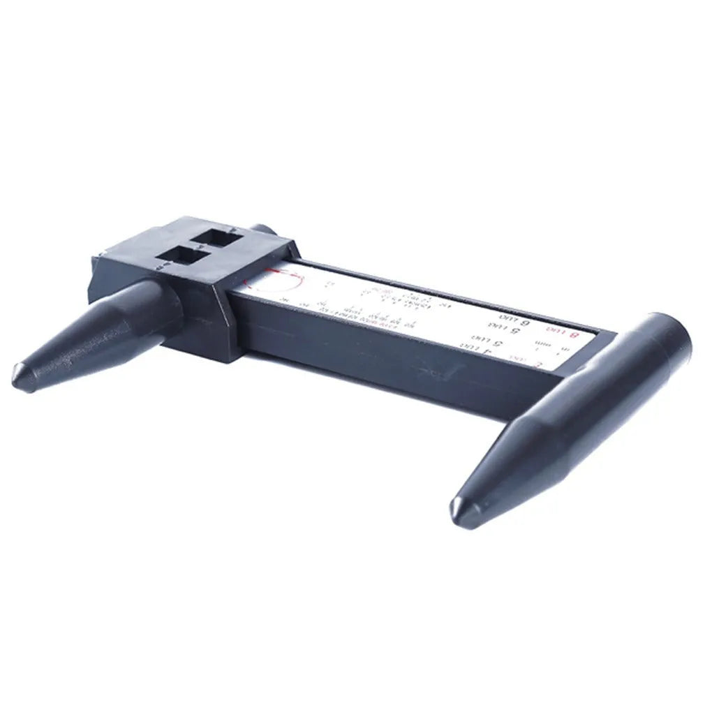 Digital electronic caliper tool for measuring hole distances with plastic body and digital display