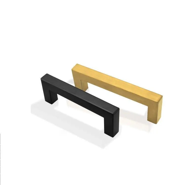 Stainless steel square pipe door handle for cabinet drawers in brushed silver finish