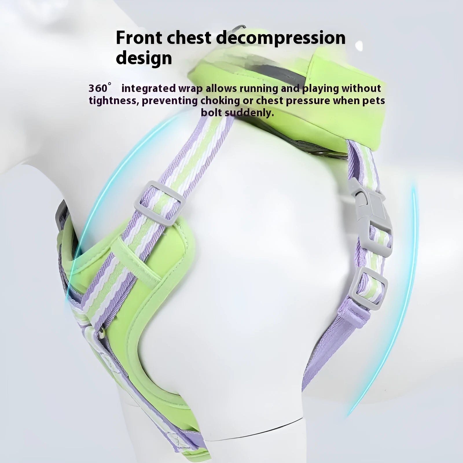 Explosion-proof anti-strangulation pet chest harness with traction rope in Oxford cloth.