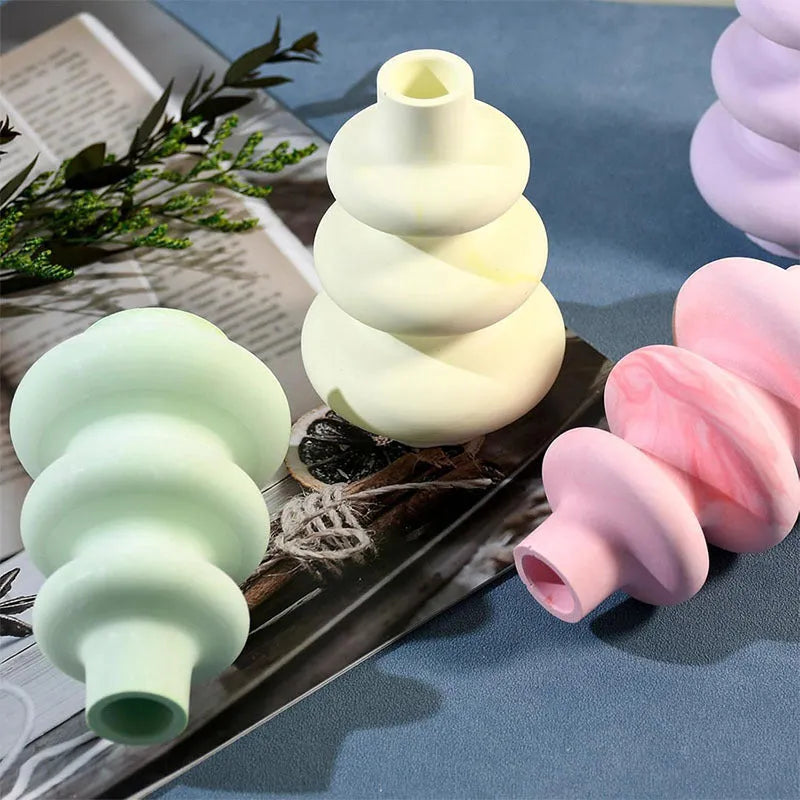 Silicone three layer circle vase ornament mould with irregular shape design