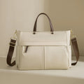 Women's Oxford cloth laptop bag in elegant black or nuts and apricots colours with contrast stitching