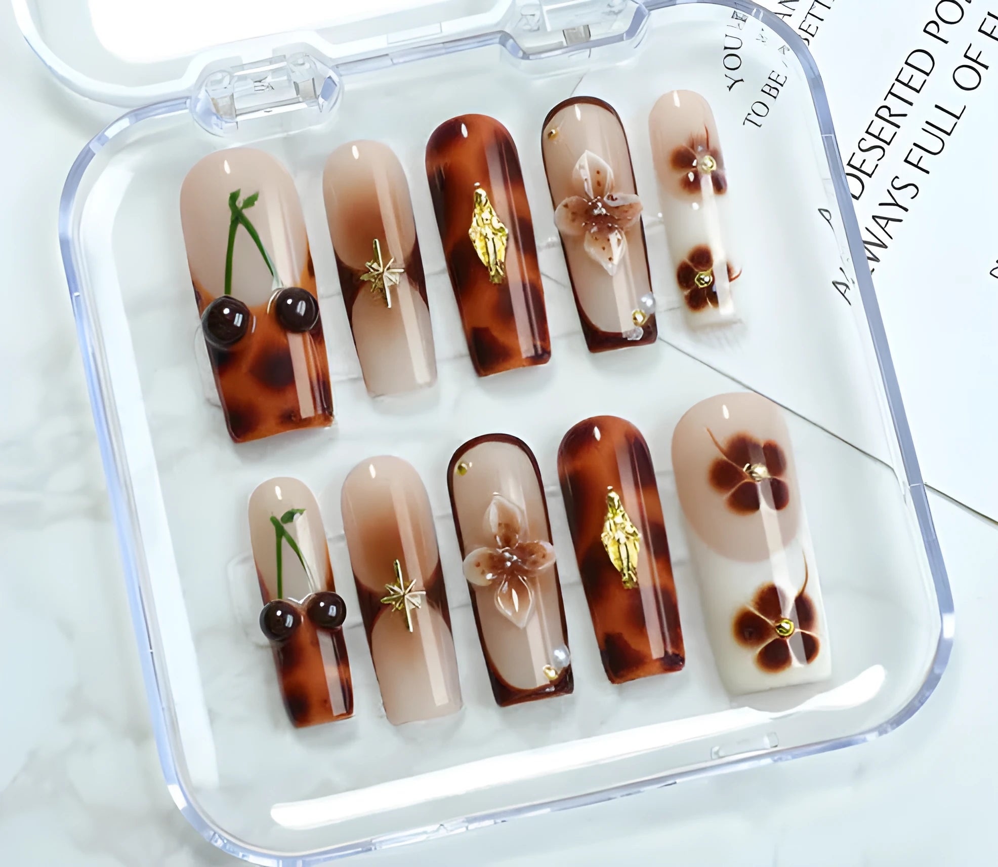 Handmade nail art kit with jelly glue, rubbing strip, and nail patches in colour SGJ-A2-0026.