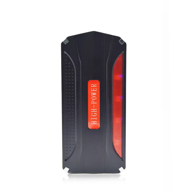 Black and red portable vehicle jump starter with 7800mAh battery capacity for emergency car starting