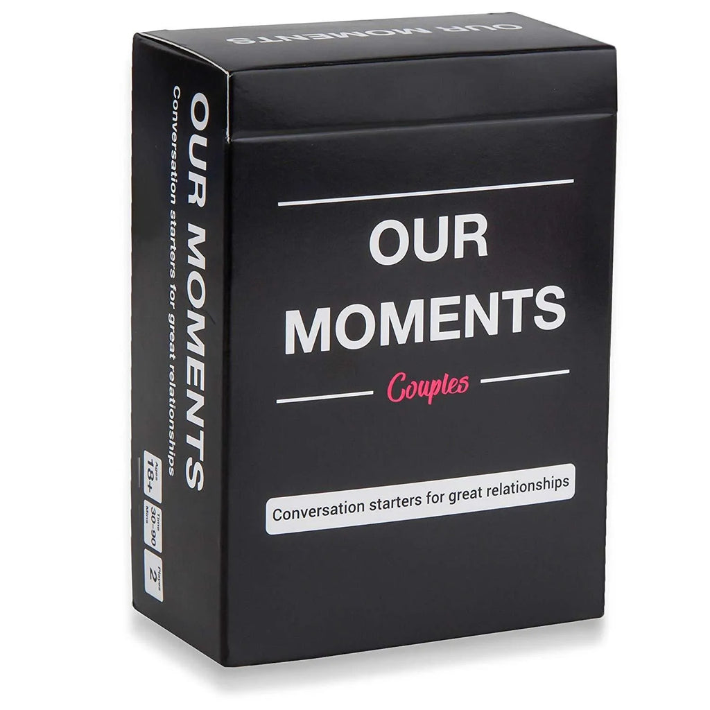Black coated paper communication cards for couples, measuring 9cm by 6.5cm, in storage box