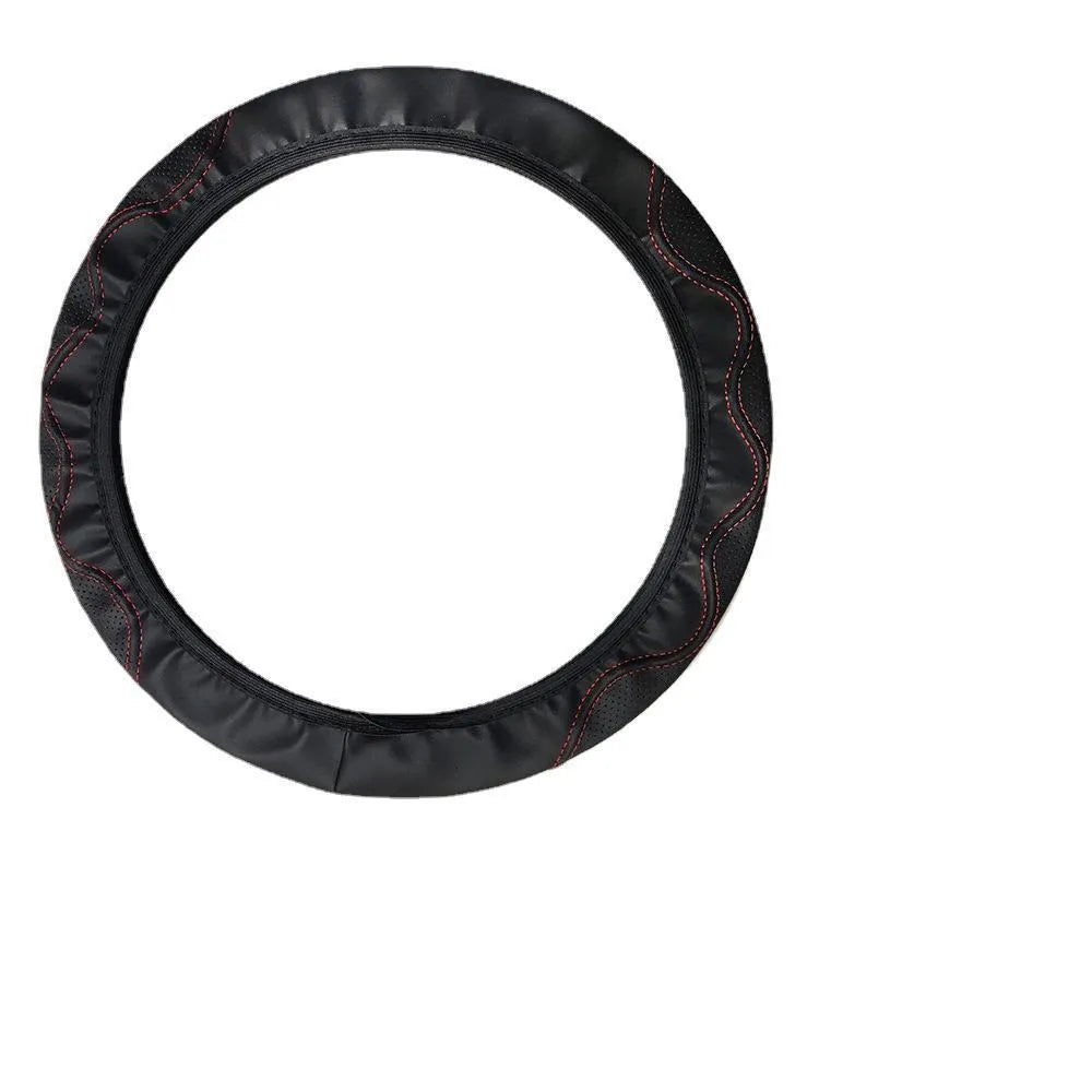 Elastic corrugated steering wheel cover in PU leather foam for 37-38cm diameter wheels