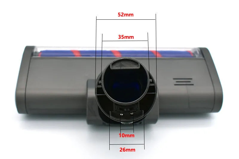 Dyson vacuum cleaner replacement electric floor brush head with soft velvet brush, size 260mm by 110mm.