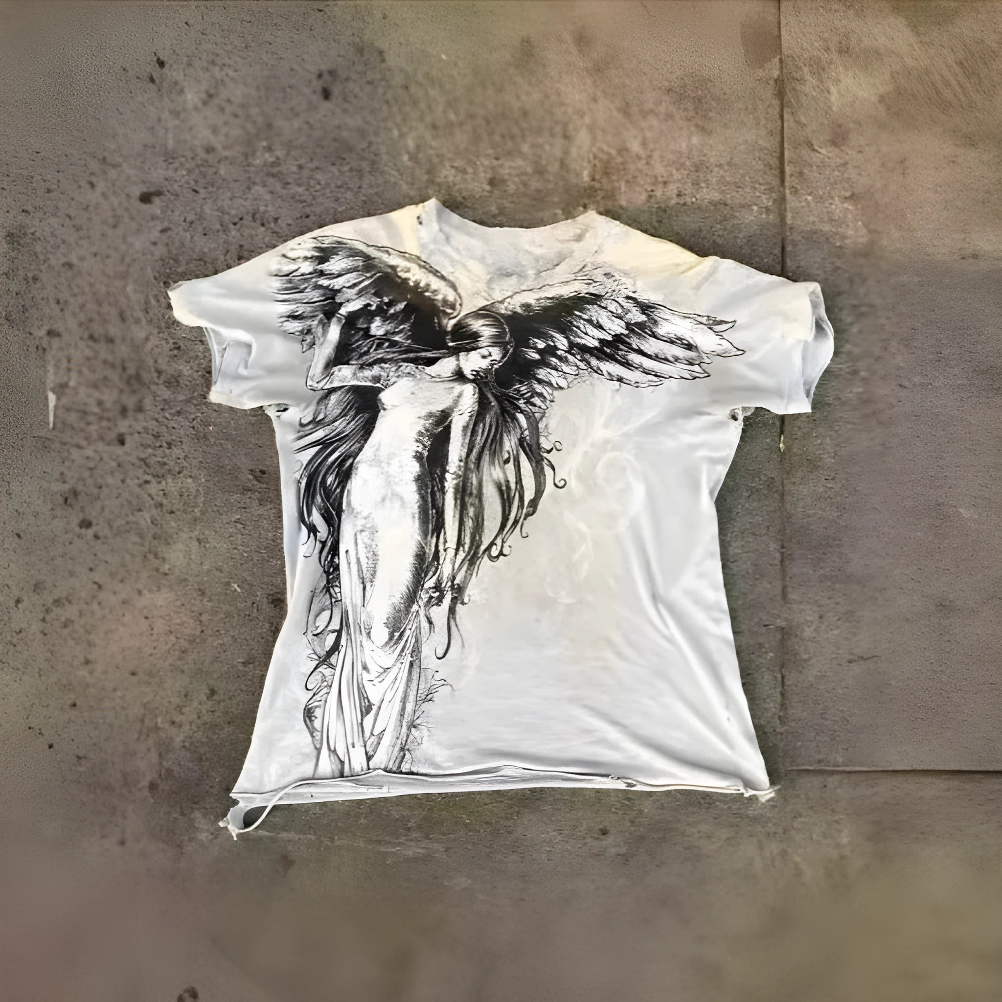 Men's Gothic cartoon print short sleeve casual top in dark colour with graphic design