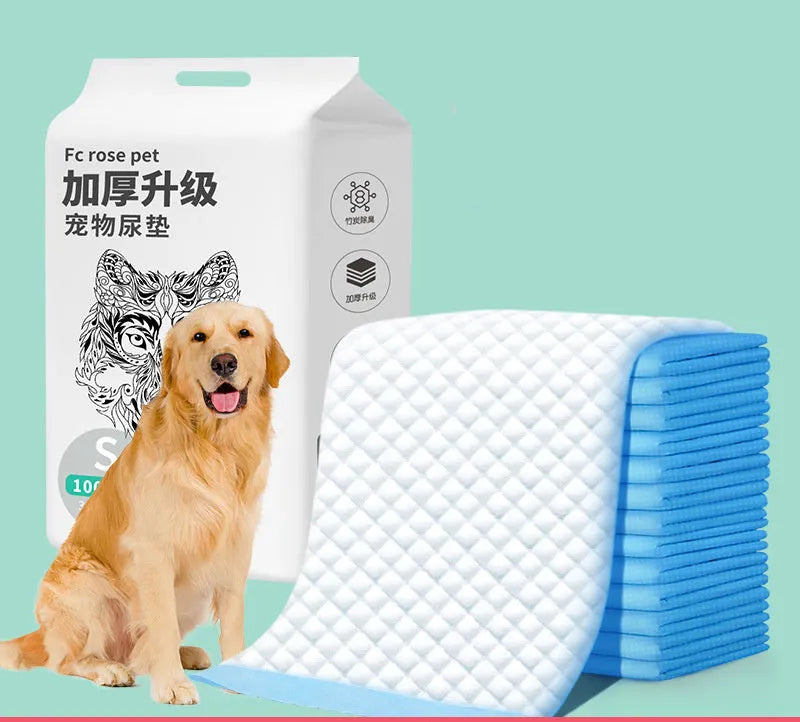 Pet dog diapers pads in non-woven fabric, available in S to XL sizes with deodorising bamboo charcoal option