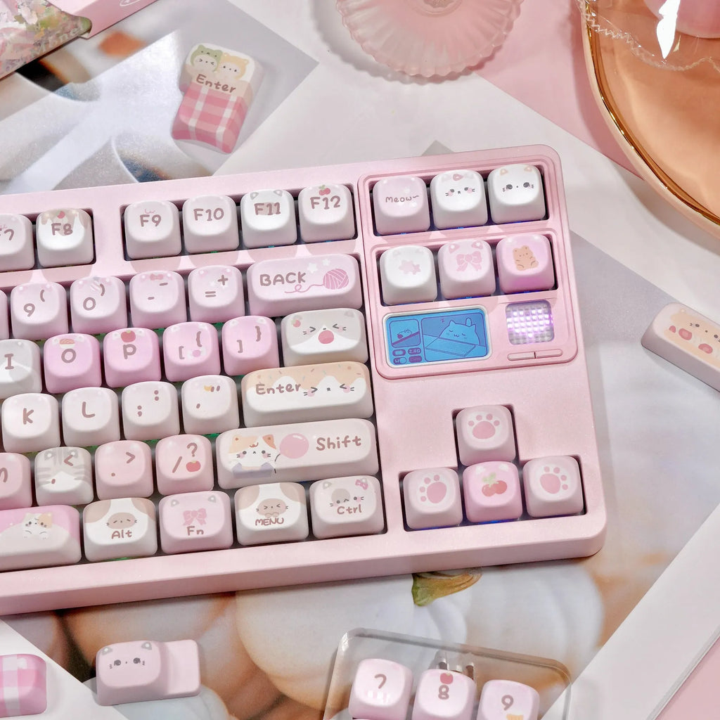 MOA height pink cartoon sublimation keycaps for mechanical keyboards