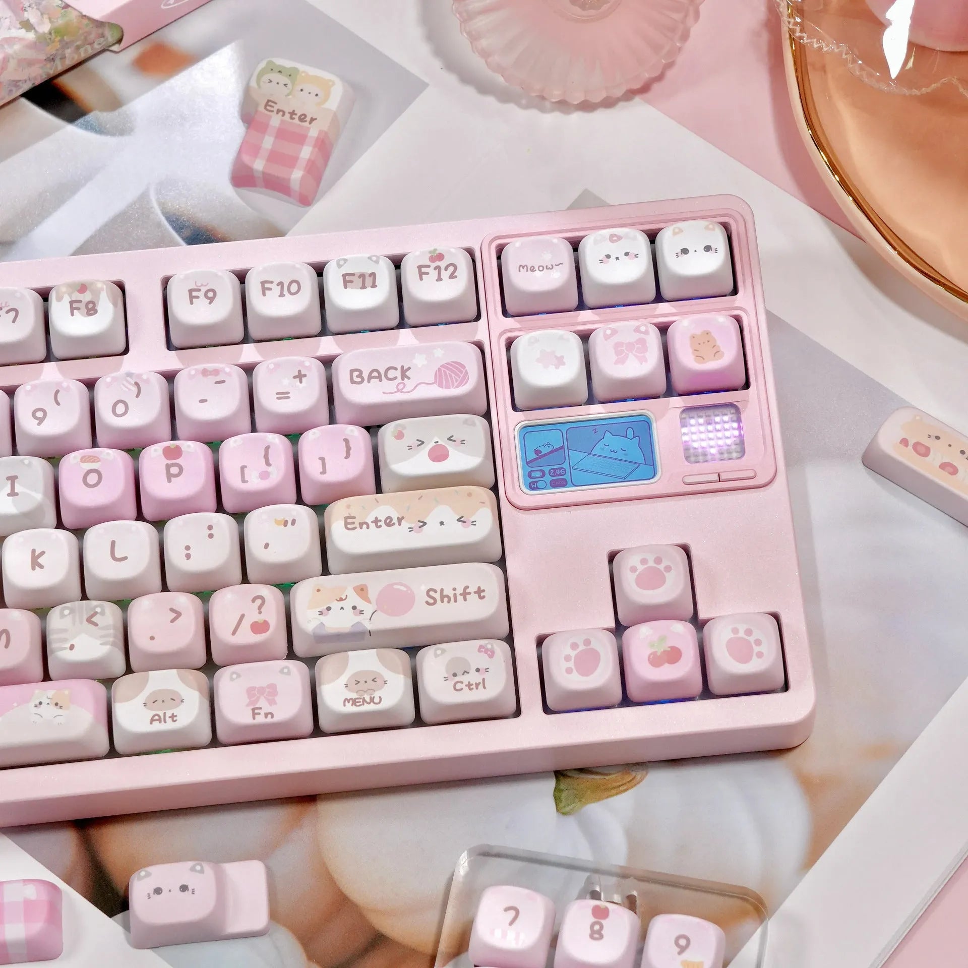 MOA height pink cartoon sublimation keycaps for mechanical keyboards