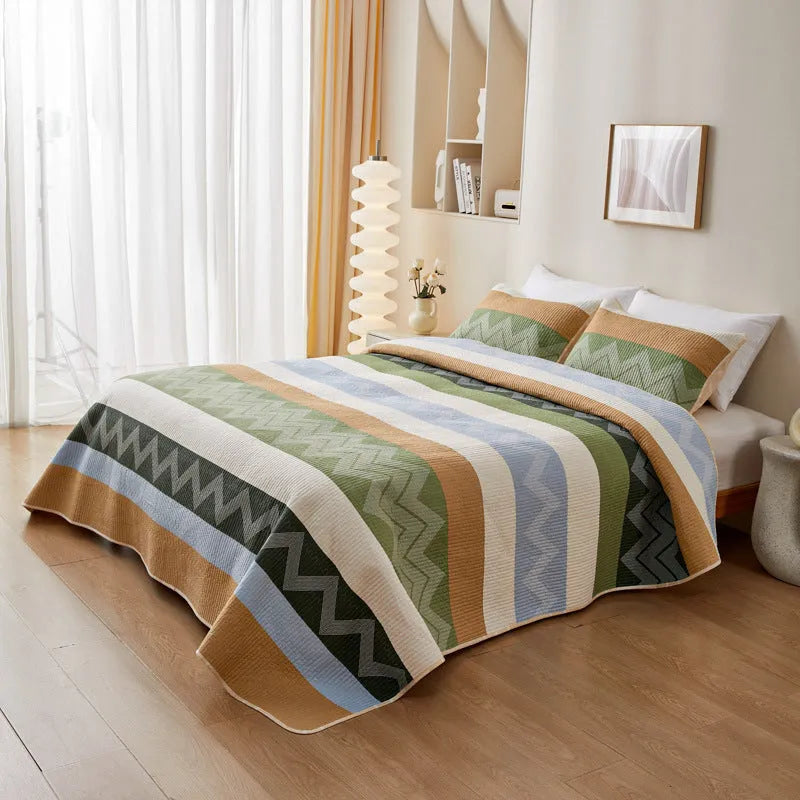 Pure cotton printed bed sheet three-piece set in modern simplicity design for 2.2 metre beds