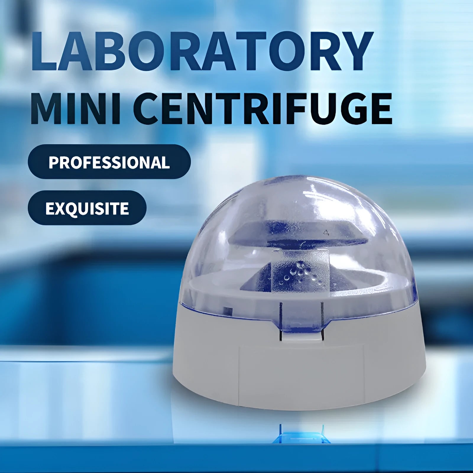 Mini white electric laboratory centrifuge unit on a benchtop