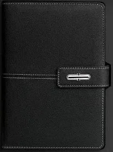 A5 notebook with PU leather cover in various colours including black, red, green, blue, and orange