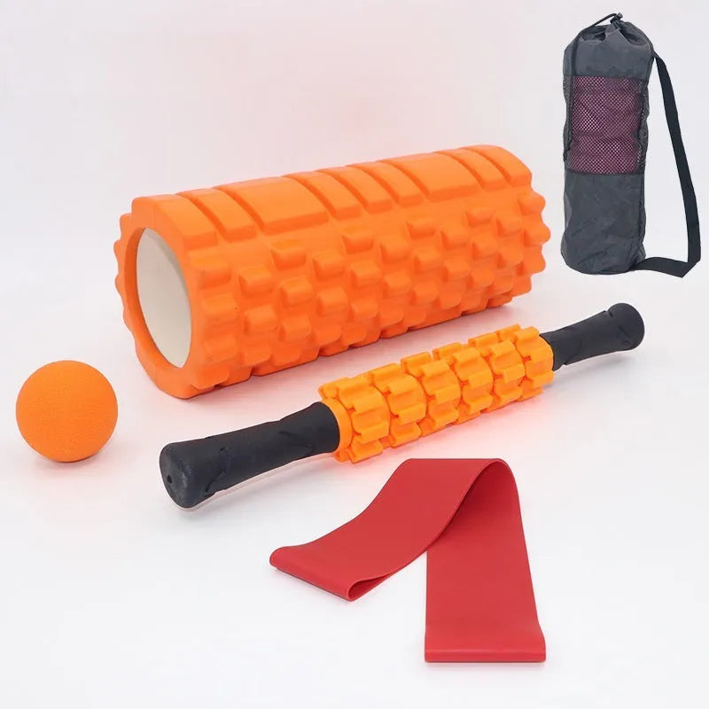 Black fitness foam roller massage stick measuring 33cm in length.