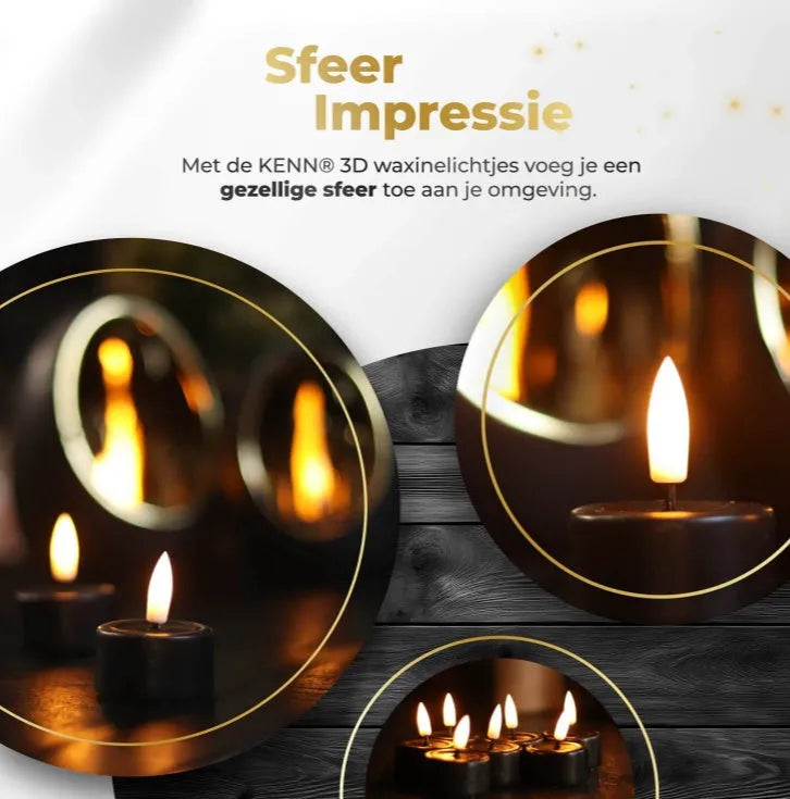 Four black plastic LED tealight candles with flickering flame effect, shown from the side.