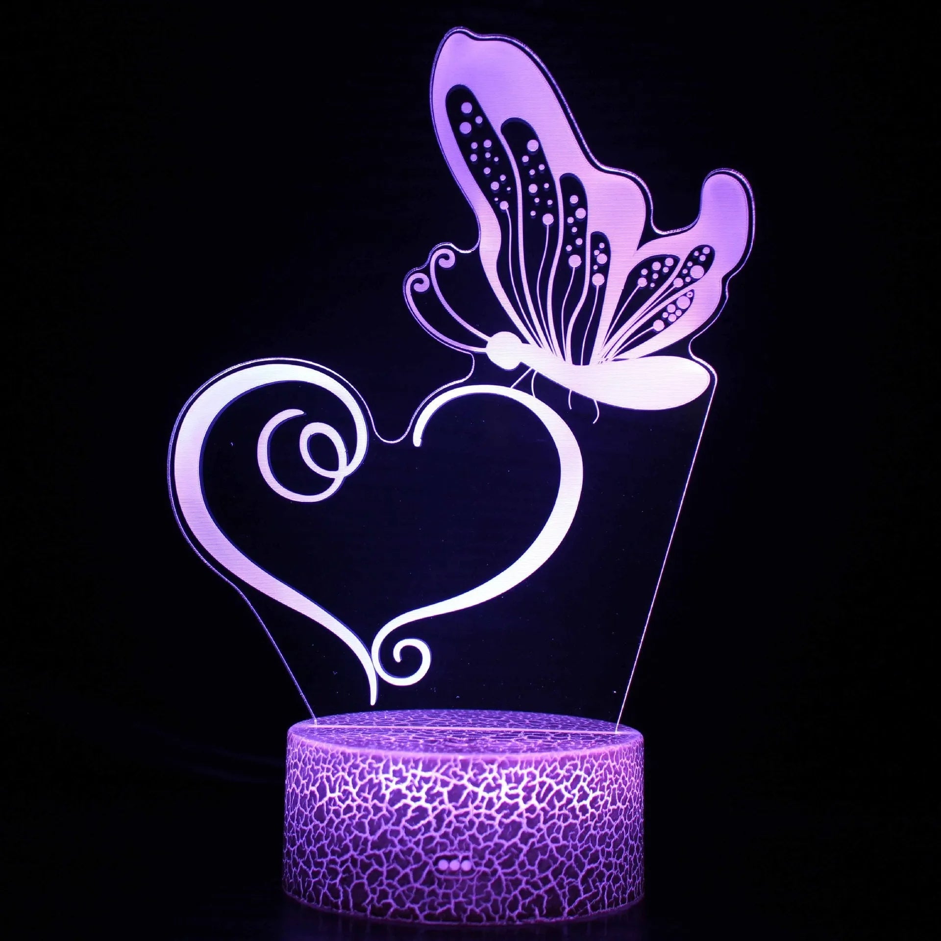 Acrylic 3D touch USB table lamp with colourful LED effects and crack base design