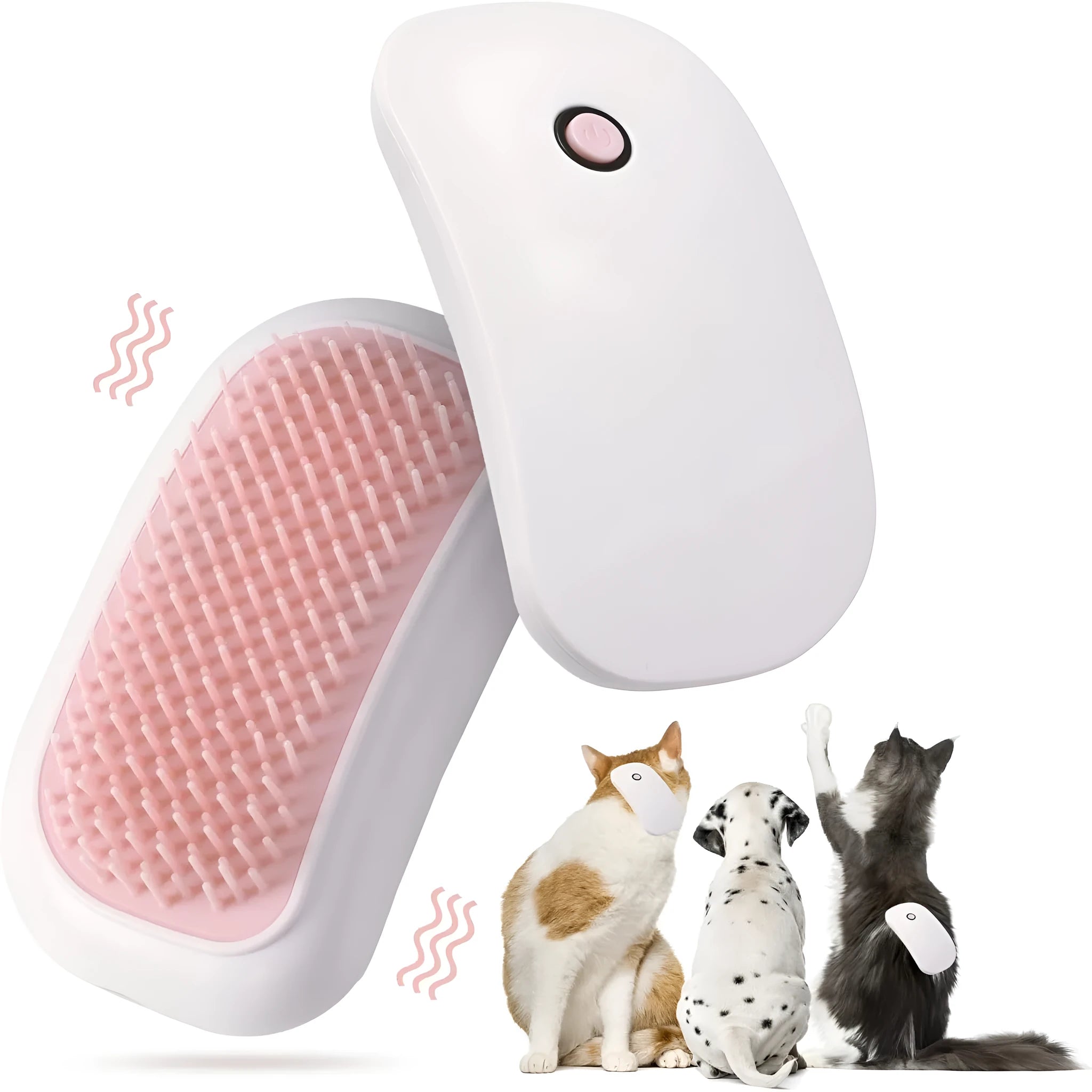 Pink electric pet massage brush with TPE comb teeth for cat and dog grooming