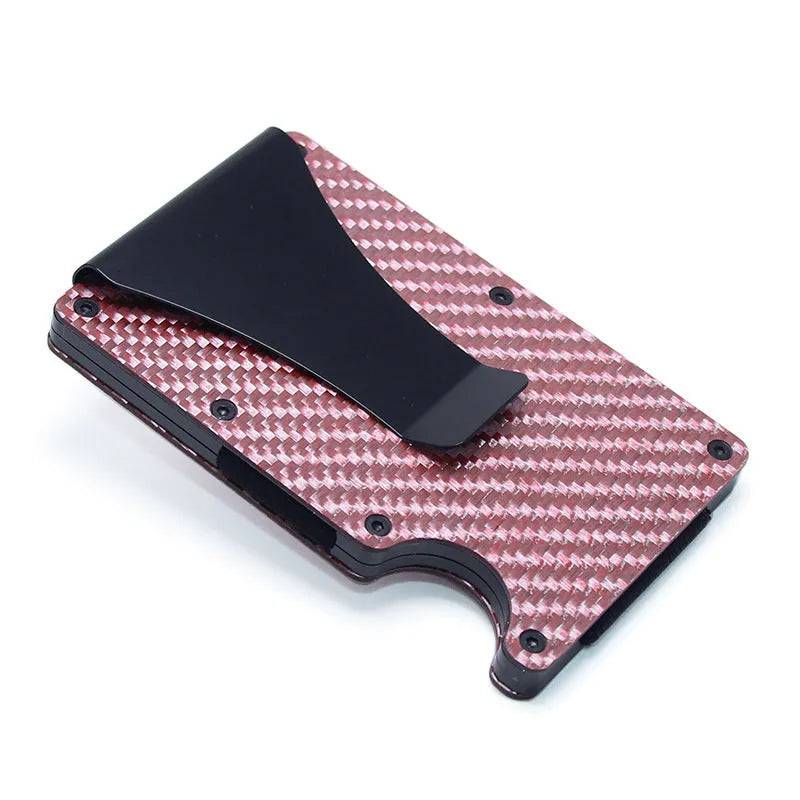 Geometric aluminium and carbon fibre card holder wallet with 8mm thickness for 6-15 cards