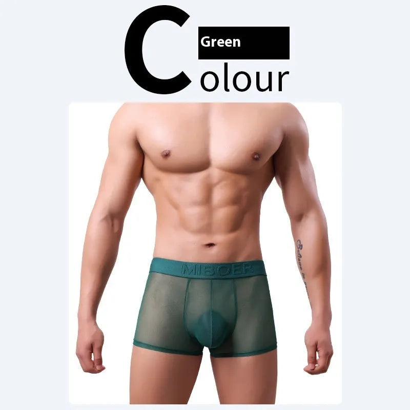 Men's thin invisible breathable boxer shorts in multiple colours with quick-dry polyester fabric