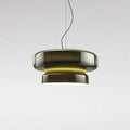 Modern square glass chandelier with warm light in milky white, brown, green, or purple options for bedroom or bar ceiling installation.