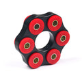 Red polyurethane and aluminium drive shaft centre support bracket for BMW E46, E36, E30, and E28 models.