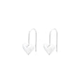 Korean style silver-coloured heart earrings with three-dimensional glossy finish and matching heart-shaped ear hooks