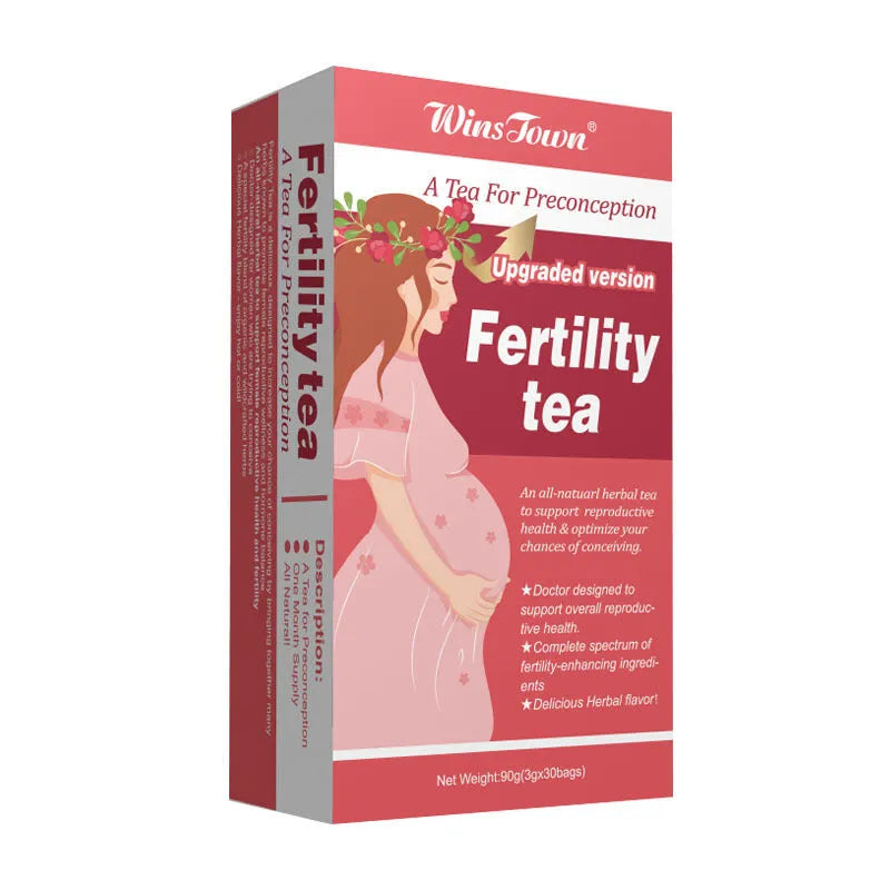 Box of fertility health tea containing 330 individual bags packaged as 3 units of 30 bags