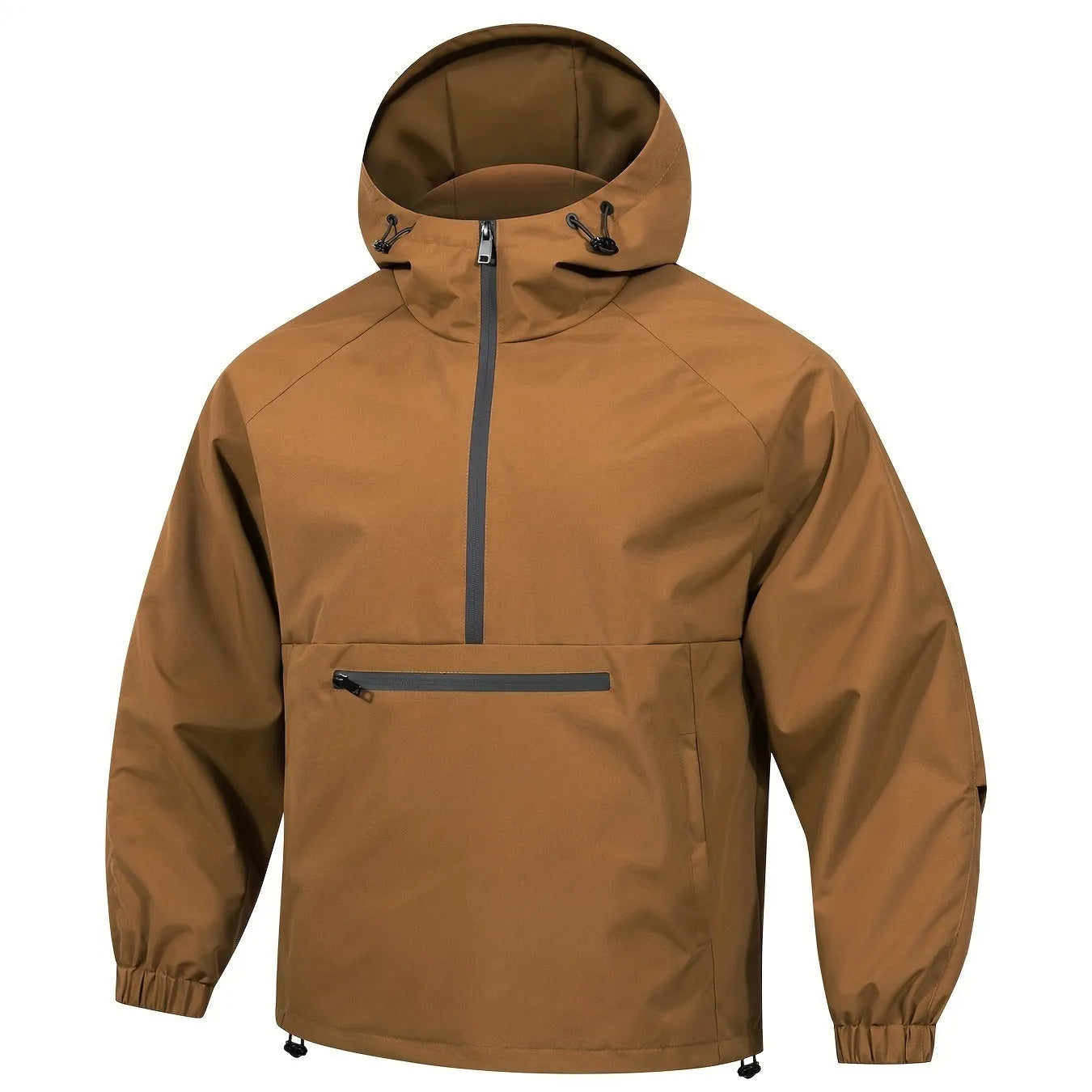 Men's loose half-zip hooded corduroy jacket in Korean style with rabbit fur lining