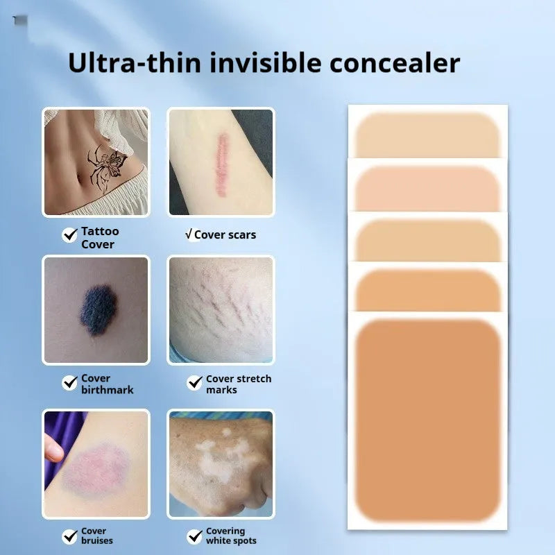 Tattoo cover patch for birthmark and tattoo concealment in six skin tone colours