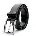 Men's genuine leather casual belt with an alloy buckle shown in 95 grain brown, black, and yellow brown colour options.