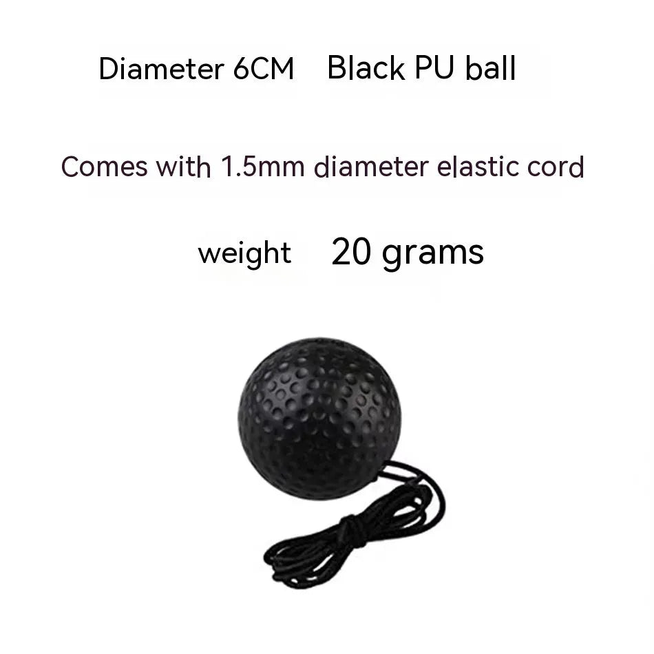 Head-mounted boxing reaction training ball set showing multiple coloured balls and adjustable headbands.