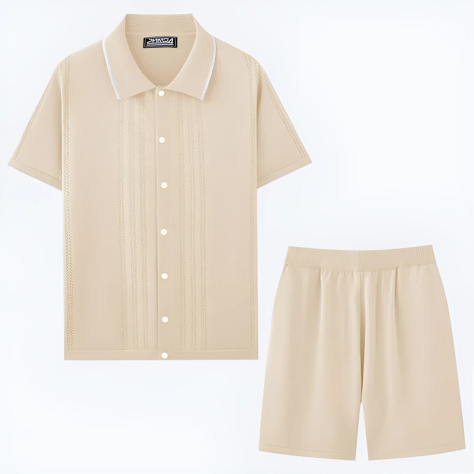 Business casual Tencel fabric two-piece set with short sleeve top and matching shorts in six colour options