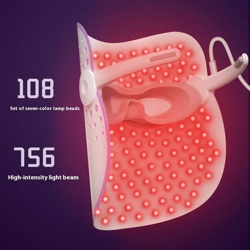 White and purple photon IPL beauty mask device for home facial light therapy treatment.
