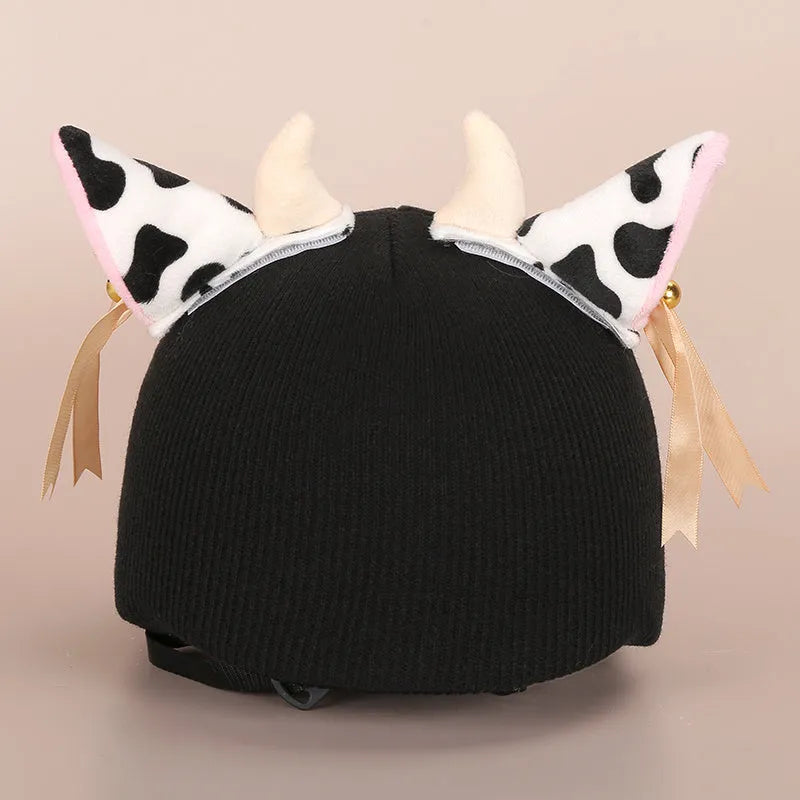 Plush fabric cartoon character helmet cover and matching hat cover set for costumes.
