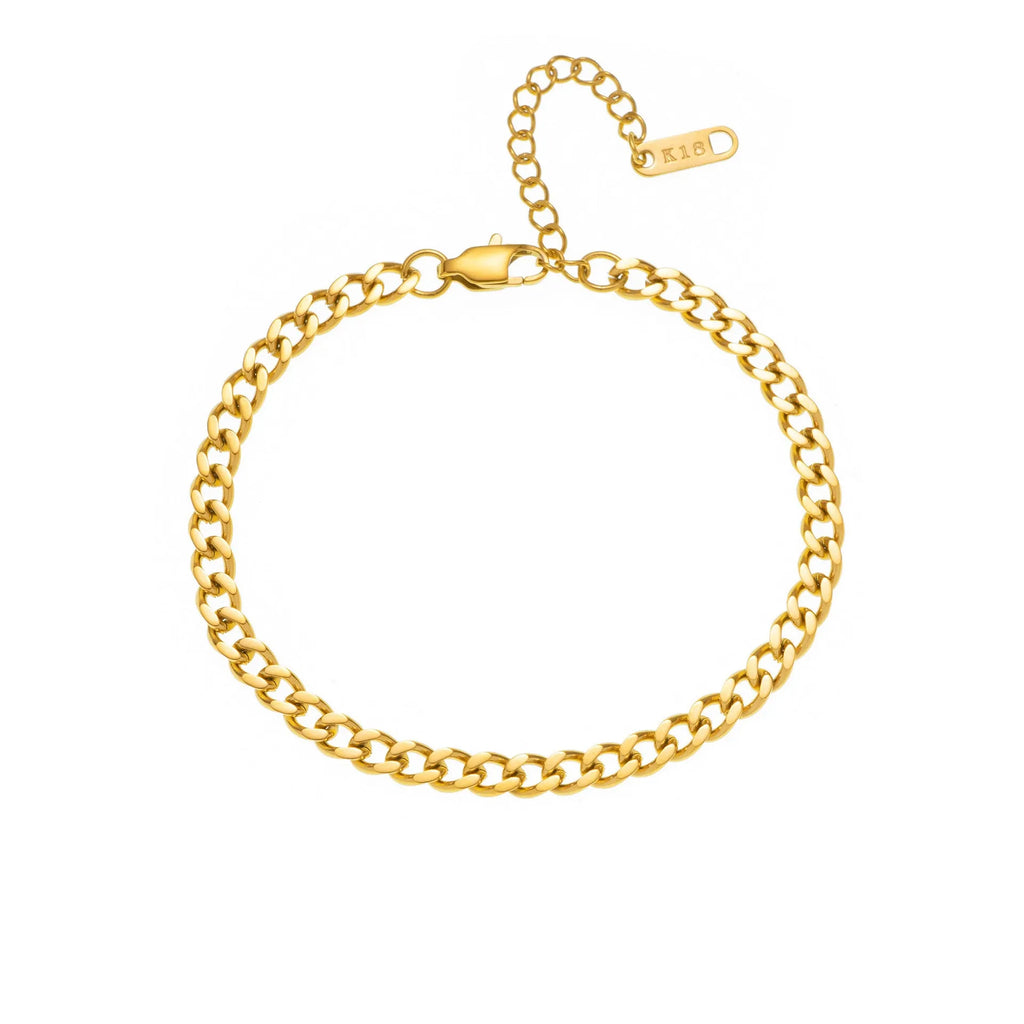 Gold electroplated titanium steel necklace with letter pendant on matching chain