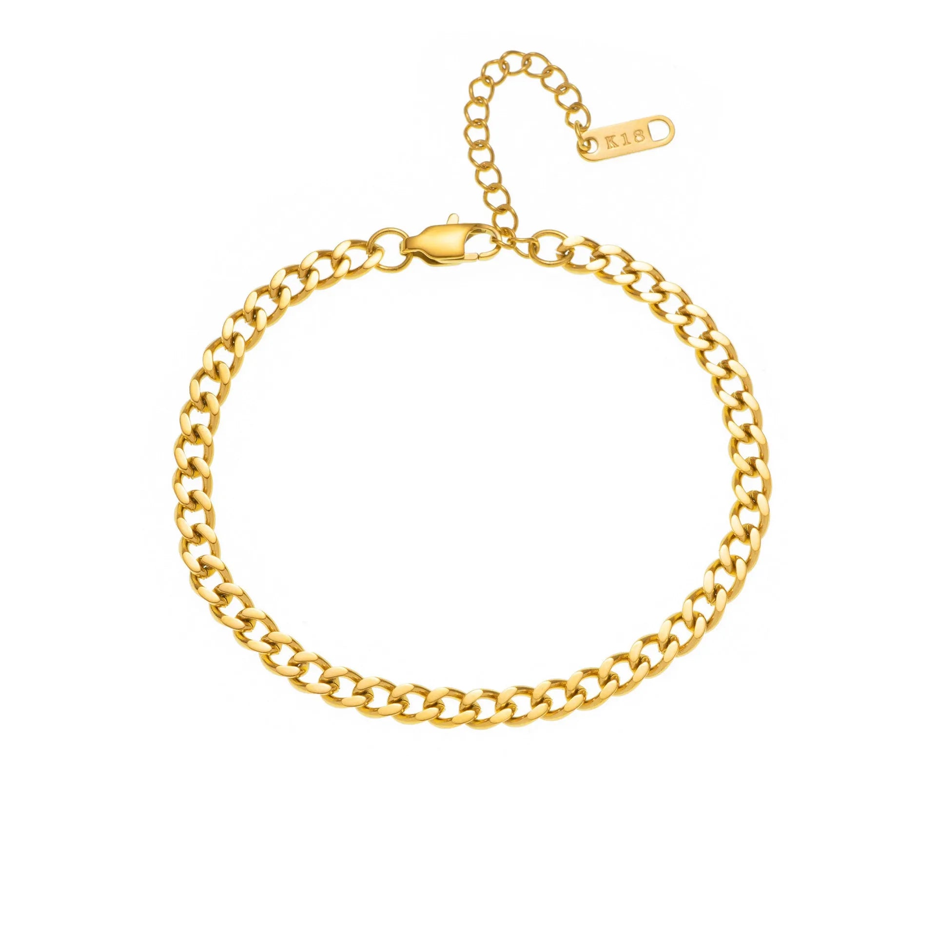 Gold electroplated titanium steel necklace with letter pendant on matching chain