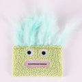 Catnip plush toy with big mouth explosion head shape in blue, green, orange or purple colour