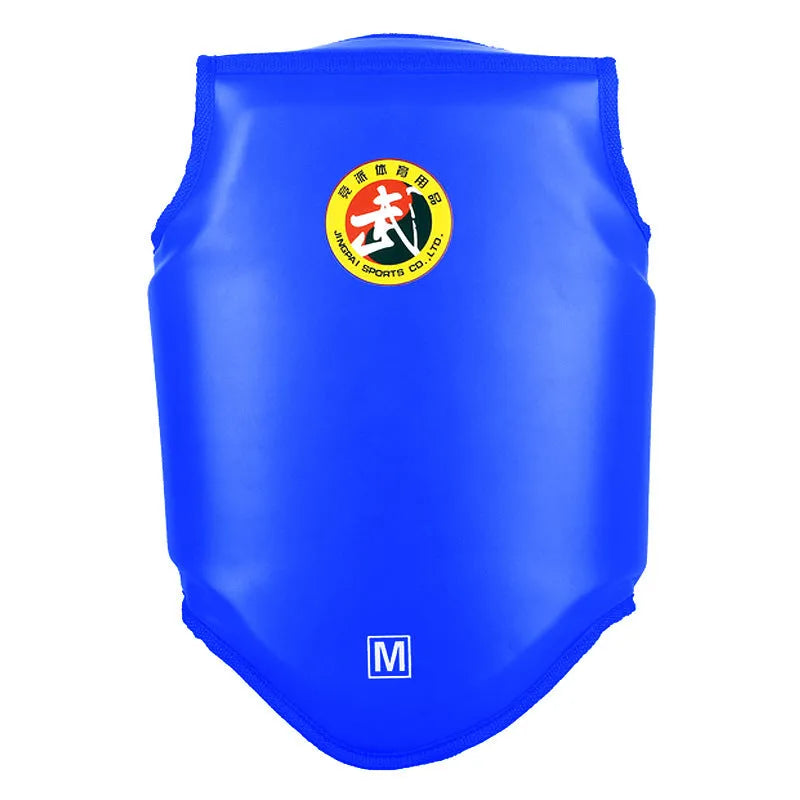 Red boxing helmet and chest protector set for training and competition