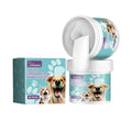 Dog dental cleaning glove with a finger holder, showing size of 7.6 by 8.8 centimetres.