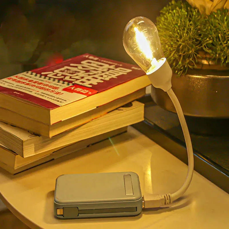 Folding USB rechargeable tungsten filament night light with S14 bulb