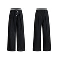 Straight-leg casual trousers with button-open line design in black and grey colours