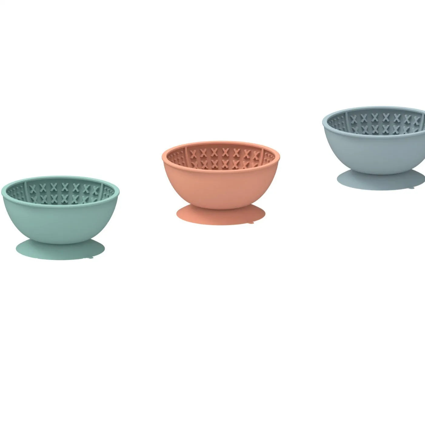 Cyan silicone pet licking mat bowl with suction cup base for slow feeding dogs and cats
