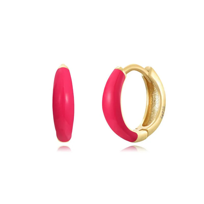 Epoxy oval curved earrings in seven colours with U-shaped geometric design